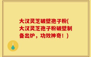 大汉灵芝破壁孢子粉(大汉灵芝孢子粉破壁制备出炉，功效神奇！)