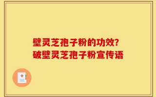 壁灵芝孢子粉的功效？破壁灵芝孢子粉宣传语