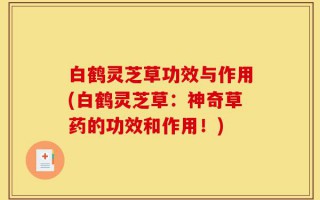 白鹤灵芝草功效与作用(白鹤灵芝草：神奇草药的功效和作用！)