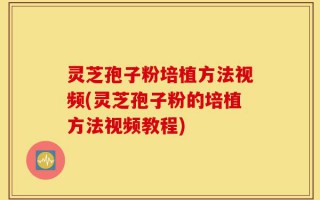 灵芝孢子粉培植方法视频(灵芝孢子粉的培植方法视频教程)