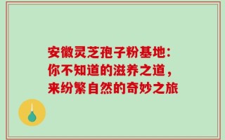 安徽灵芝孢子粉基地：你不知道的滋养之道，来纷繁自然的奇妙之旅