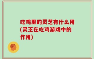 吃鸡里的灵芝有什么用(灵芝在吃鸡游戏中的作用)