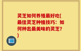 灵芝如何养殖最好吃(最佳灵芝种植技巧：如何种出最美味的灵芝？)