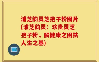 浦芝韵灵芝孢子粉图片(浦芝韵灵：珍贵灵芝孢子粉，解健康之困扶人生之基)