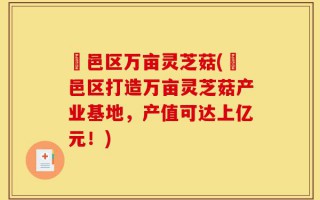 鄠邑区万亩灵芝菇(鄠邑区打造万亩灵芝菇产业基地，产值可达上亿元！)