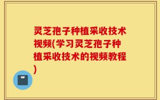 灵芝孢子种植采收技术视频(学习灵芝孢子种植采收技术的视频教程)