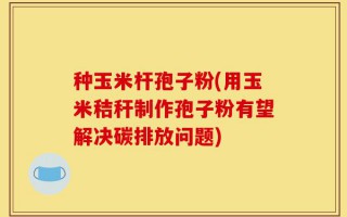 种玉米杆孢子粉(用玉米秸秆制作孢子粉有望解决碳排放问题)