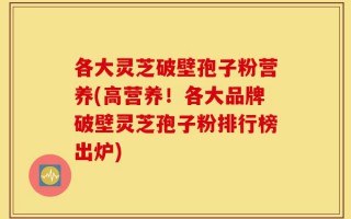 各大灵芝破壁孢子粉营养(高营养！各大品牌破壁灵芝孢子粉排行榜出炉)