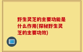 野生灵芝的主要功能是什么作用(探秘野生灵芝的主要功效)