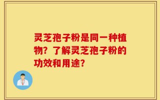 灵芝孢子粉是同一种植物？了解灵芝孢子粉的功效和用途？