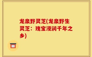 龙泉野灵芝(龙泉野生灵芝：瑰宝浸润千年之乡)