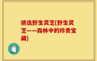 挑选野生灵芝(野生灵芝——森林中的珍贵宝藏)