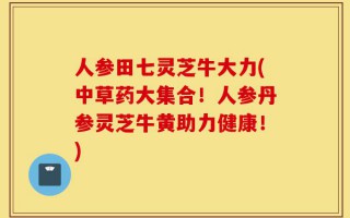 人参田七灵芝牛大力(中草药大集合！人参丹参灵芝牛黄助力健康！)