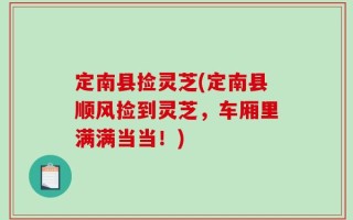 定南县捡灵芝(定南县顺风捡到灵芝，车厢里满满当当！)
