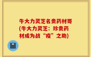 牛大力灵芝名贵药材哥(牛大力灵芝：珍贵药材成为战“疫”之助)