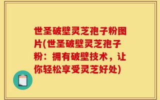 世圣破壁灵芝孢子粉图片(世圣破壁灵芝孢子粉：拥有破壁技术，让你轻松享受灵芝好处)