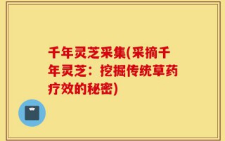 千年灵芝采集(采摘千年灵芝：挖掘传统草药疗效的秘密)