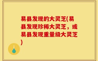 易县发现的大灵芝(易县发现珍稀大灵芝，或易县发现重量级大灵芝)