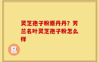 灵芝孢子粉原丹丹？芳兰名叶灵芝孢子粉怎么样
