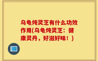 乌龟炖灵芝有什么功效作用(乌龟炖灵芝：健康灵丹，好滋好味！)