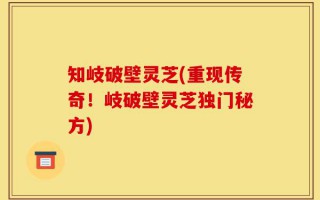知岐破壁灵芝(重现传奇！岐破壁灵芝独门秘方)