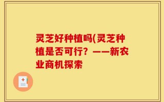 灵芝好种植吗(灵芝种植是否可行？——新农业商机探索