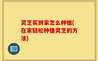 灵芝买到家怎么种植(在家轻松种植灵芝的方法)