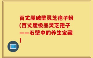 百丈崖破壁灵芝孢子粉(百丈崖极品灵芝孢子——石壁中的养生宝藏)