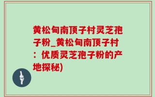 黄松甸南顶子村灵芝孢子粉_黄松甸南顶子村：优质灵芝孢子粉的产地探秘)