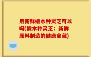 用新鲜椴木种灵芝可以吗(椴木种灵芝：新鲜原料制造的健康宝藏)