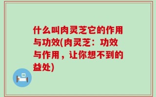 什么叫肉灵芝它的作用与功效(肉灵芝：功效与作用，让你想不到的益处)