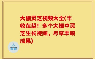 大棚灵芝视频大全(丰收在望！多个大棚中灵芝生长视频，尽享丰硕成果)