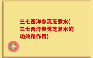 三七西洋参灵芝煮水(三七西洋参灵芝煮水的功效和作用)