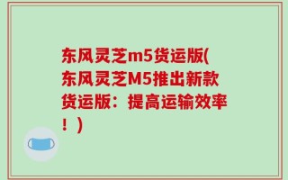 东风灵芝m5货运版(东风灵芝M5推出新款货运版：提高运输效率！)