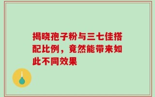 揭晓孢子粉与三七佳搭配比例，竟然能带来如此不同效果