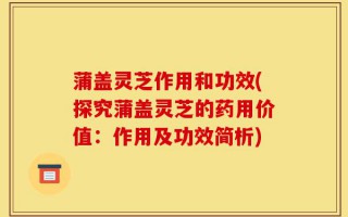 蒲盖灵芝作用和功效(探究蒲盖灵芝的药用价值：作用及功效简析)