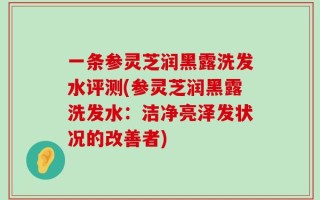 一条参灵芝润黑露洗发水评测(参灵芝润黑露洗发水：洁净亮泽发状况的改善者)