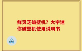 鲜灵芝破壁机？大宇迷你破壁机使用说明书