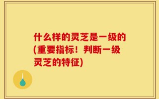什么样的灵芝是一级的(重要指标！判断一级灵芝的特征)