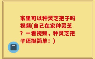 家里可以种灵芝孢子吗视频(自己在家种灵芝？一看视频，种灵芝孢子还挺简单！)
