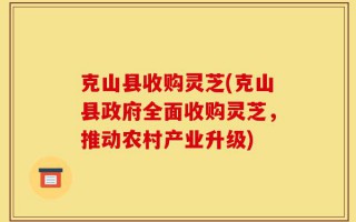 克山县收购灵芝(克山县政府全面收购灵芝，推动农村产业升级)