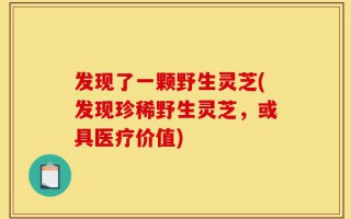 发现了一颗野生灵芝(发现珍稀野生灵芝，或具医疗价值)