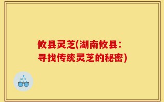 攸县灵芝(湖南攸县：寻找传统灵芝的秘密)