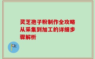 灵芝孢子粉制作全攻略从采集到加工的详细步骤解析
