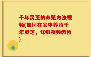 千年灵芝的养殖方法视频(如何在家中养殖千年灵芝，详细视频教程)