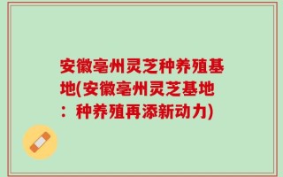 安徽亳州灵芝种养殖基地(安徽亳州灵芝基地：种养殖再添新动力)