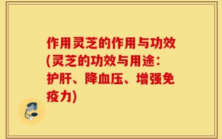 作用灵芝的作用与功效(灵芝的功效与用途：护肝、降血压、增强免疫力)