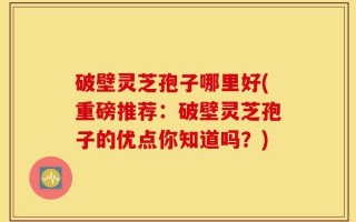 破壁灵芝孢子哪里好(重磅推荐：破壁灵芝孢子的优点你知道吗？)
