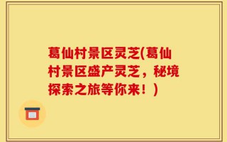 葛仙村景区灵芝(葛仙村景区盛产灵芝，秘境探索之旅等你来！)