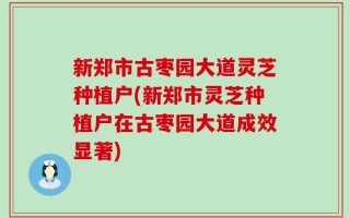新郑市古枣园大道灵芝种植户(新郑市灵芝种植户在古枣园大道成效显著)